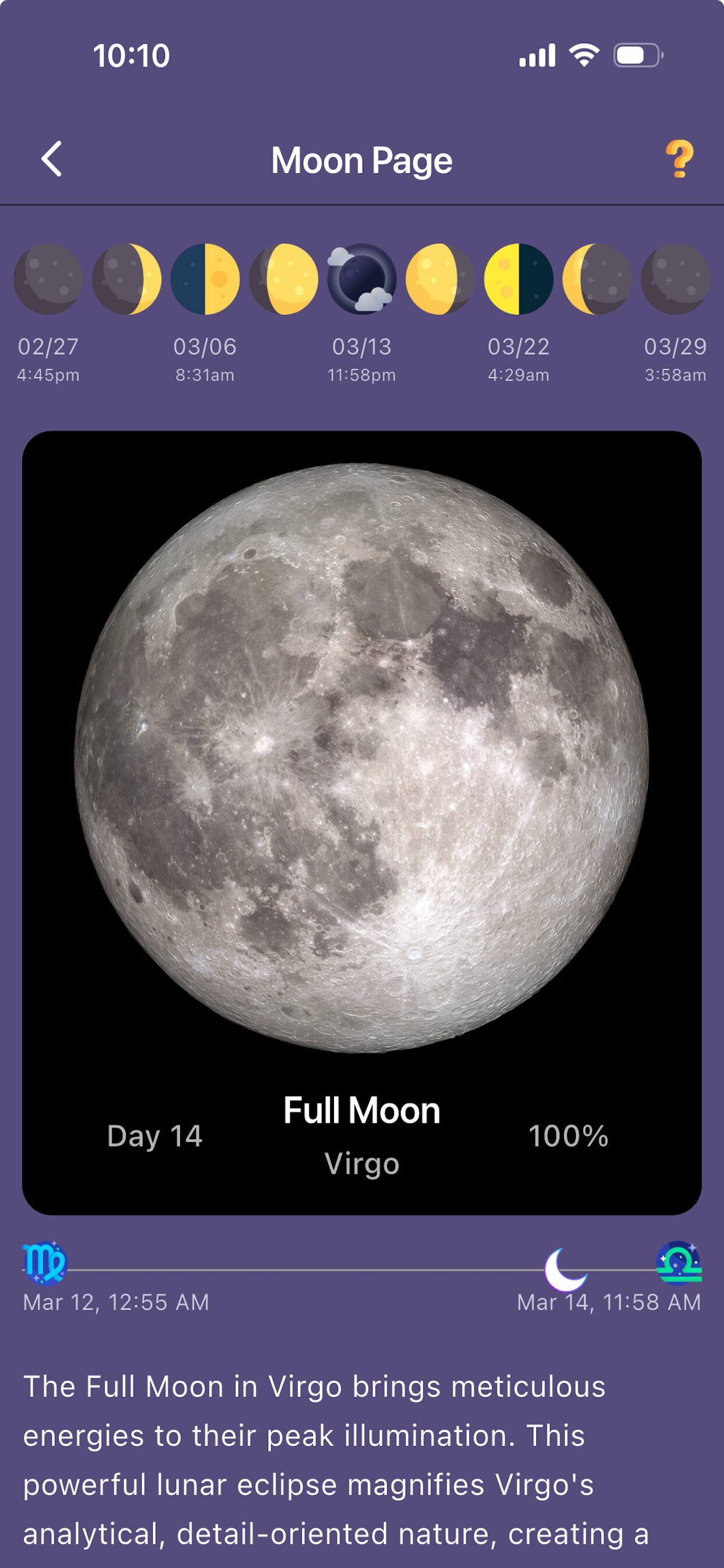 Moon phases screenshot